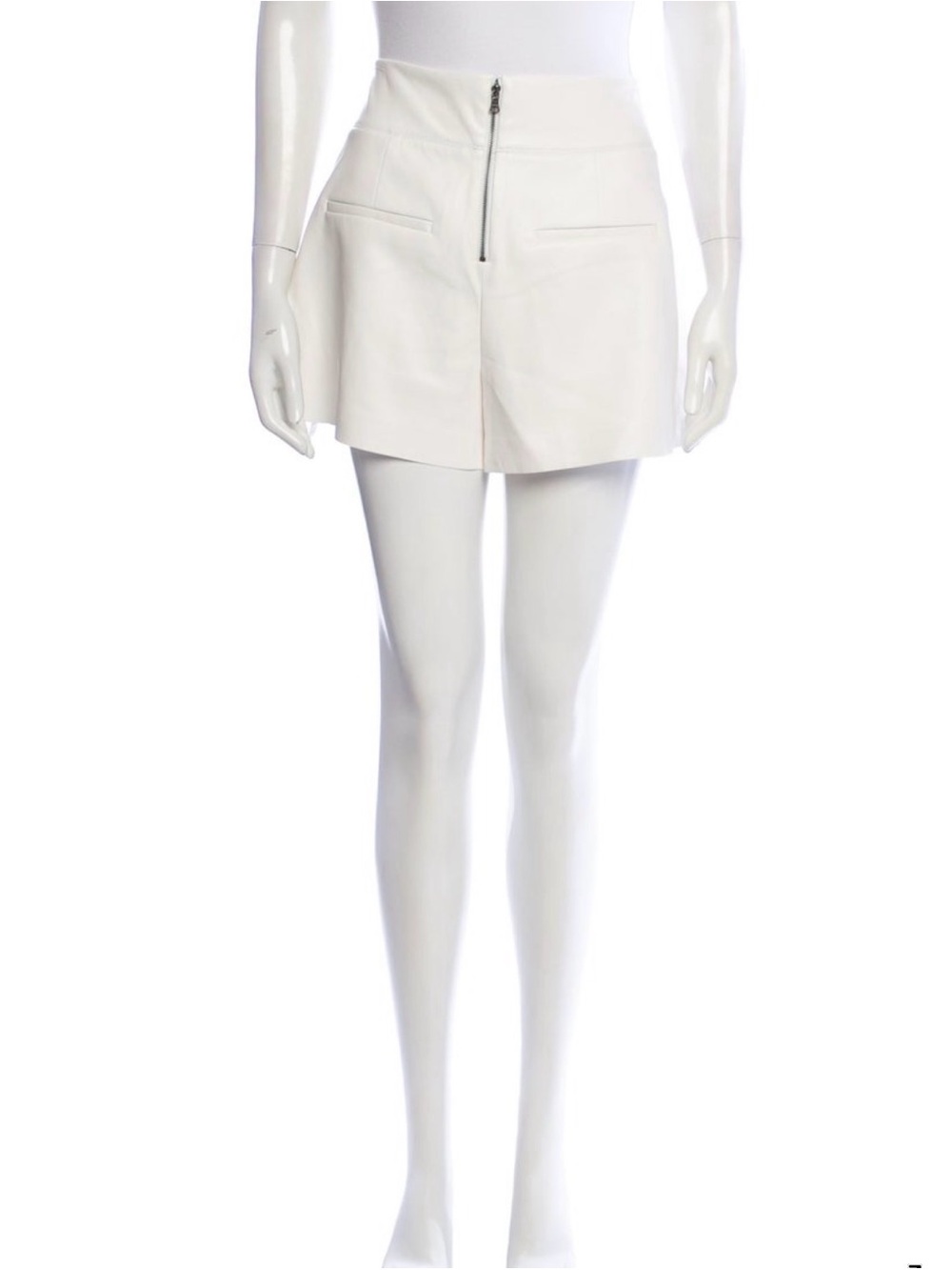 Alice + Olivia White High-Rise Zip-Front Skort